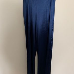 M boutique blue satin wide leg pants